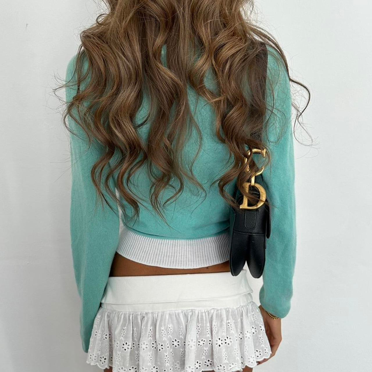 Vintage 2000s turquoise tie up cardigan top