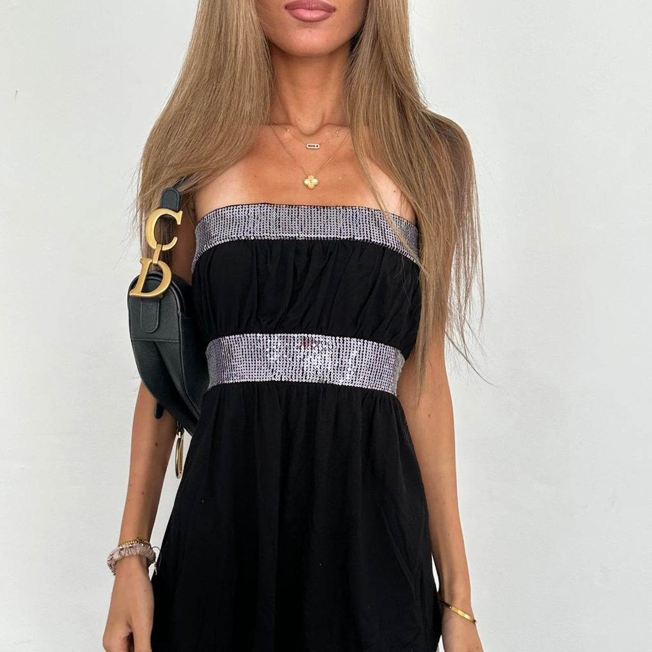 Vintage 2000’s black strapless sequin black top