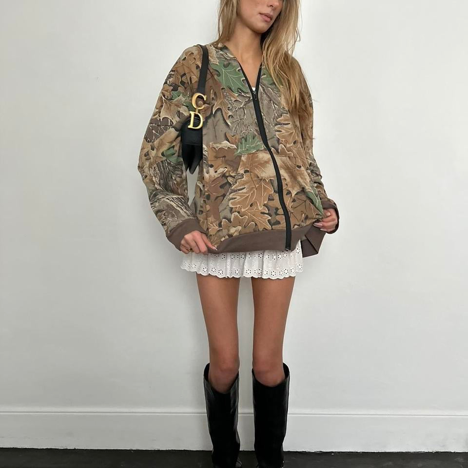 Vintage camo zip up hoodie