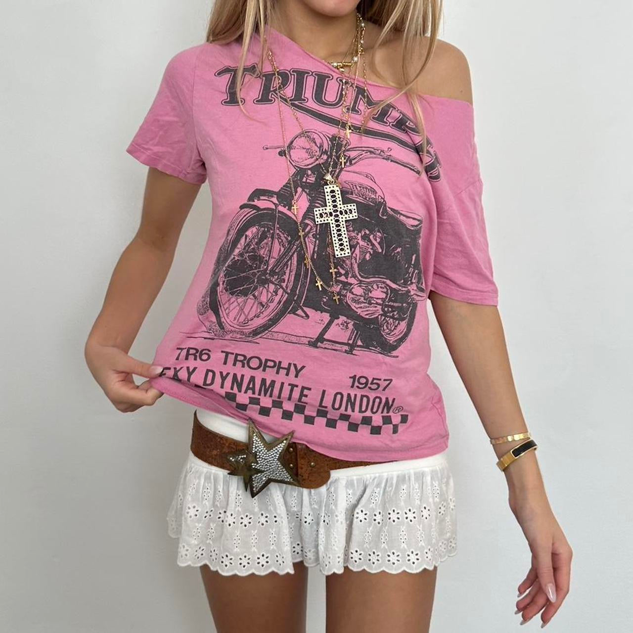 Vintage motorbike pink tee ⭐️💓