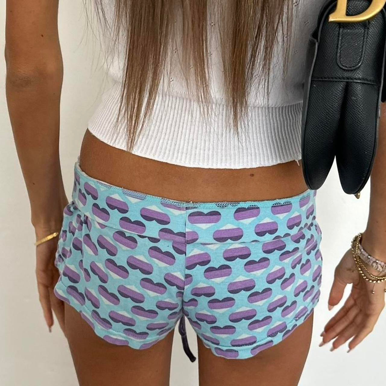Vintage 00’s purple and blue heart mini shorts