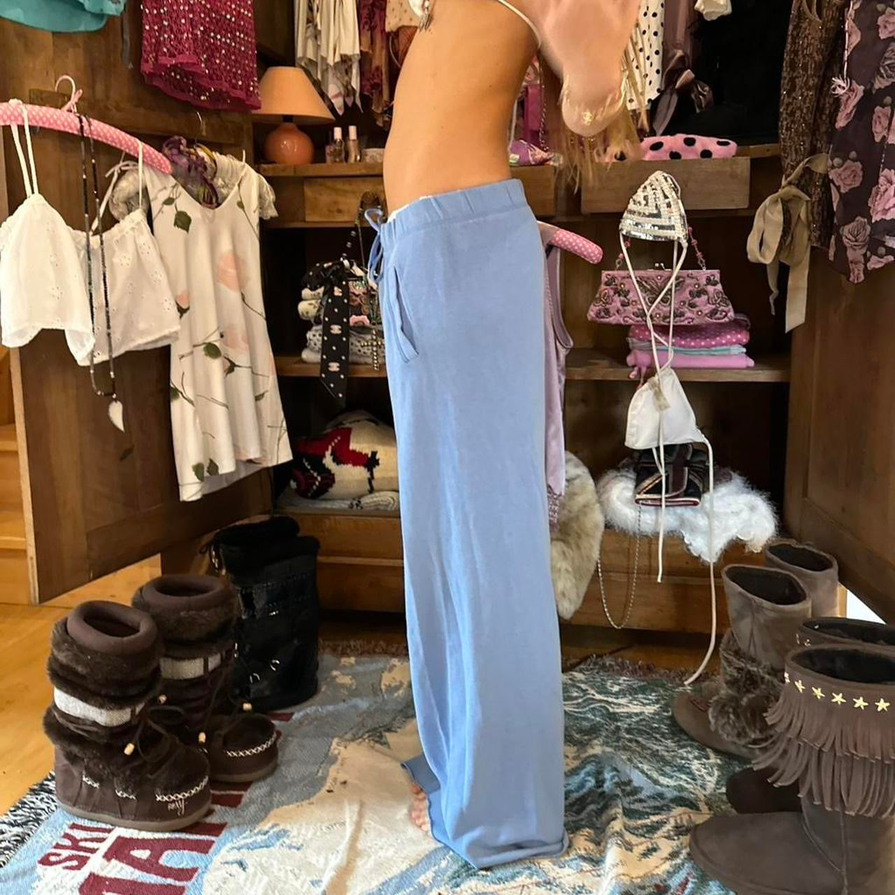 Vintage 2000’s blue angel sequin sweatpants