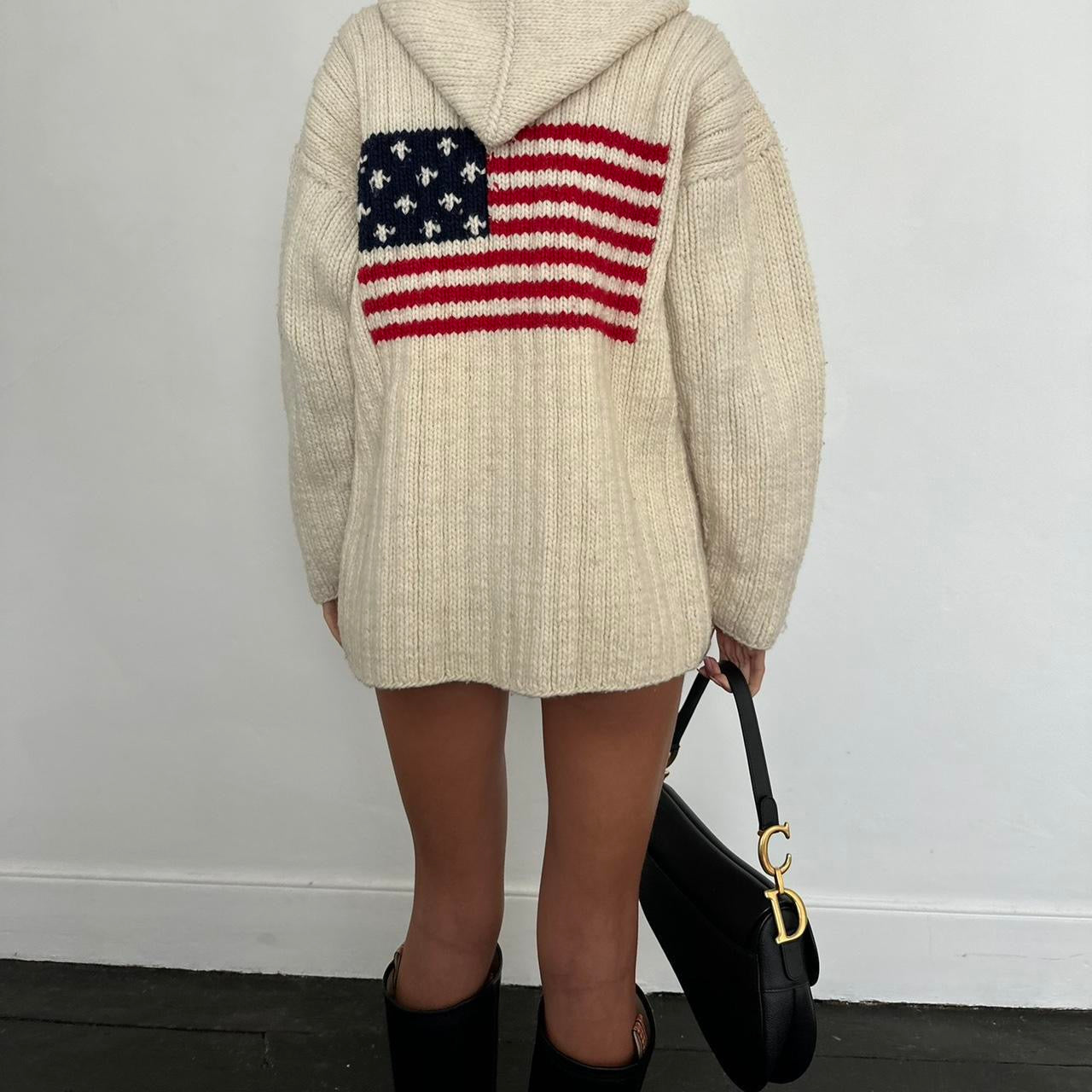 Vintage 90s American flag knit jacket