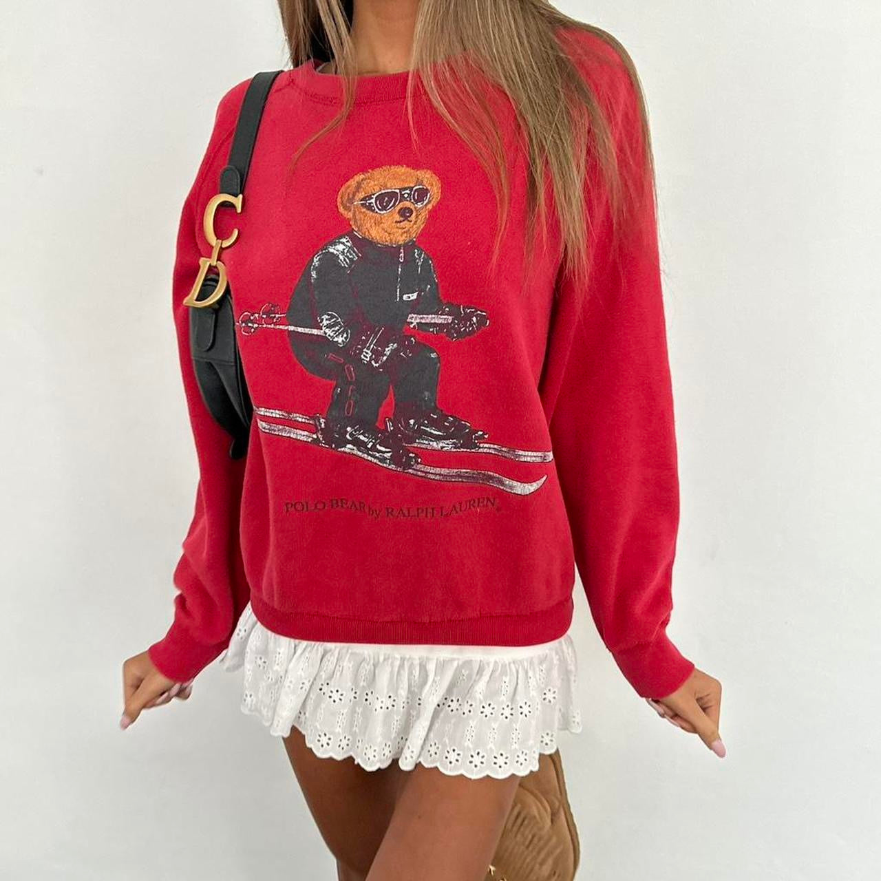 Vintage red Ralph Lauren ski bear sweatshirt