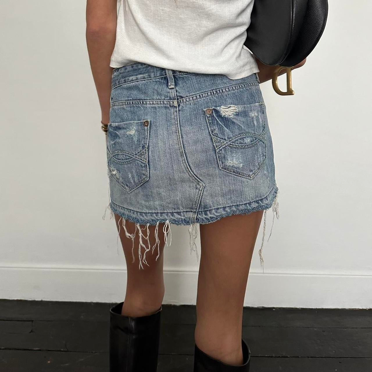 Vintage Abercrombie and Fitch denim distressed mini skirt