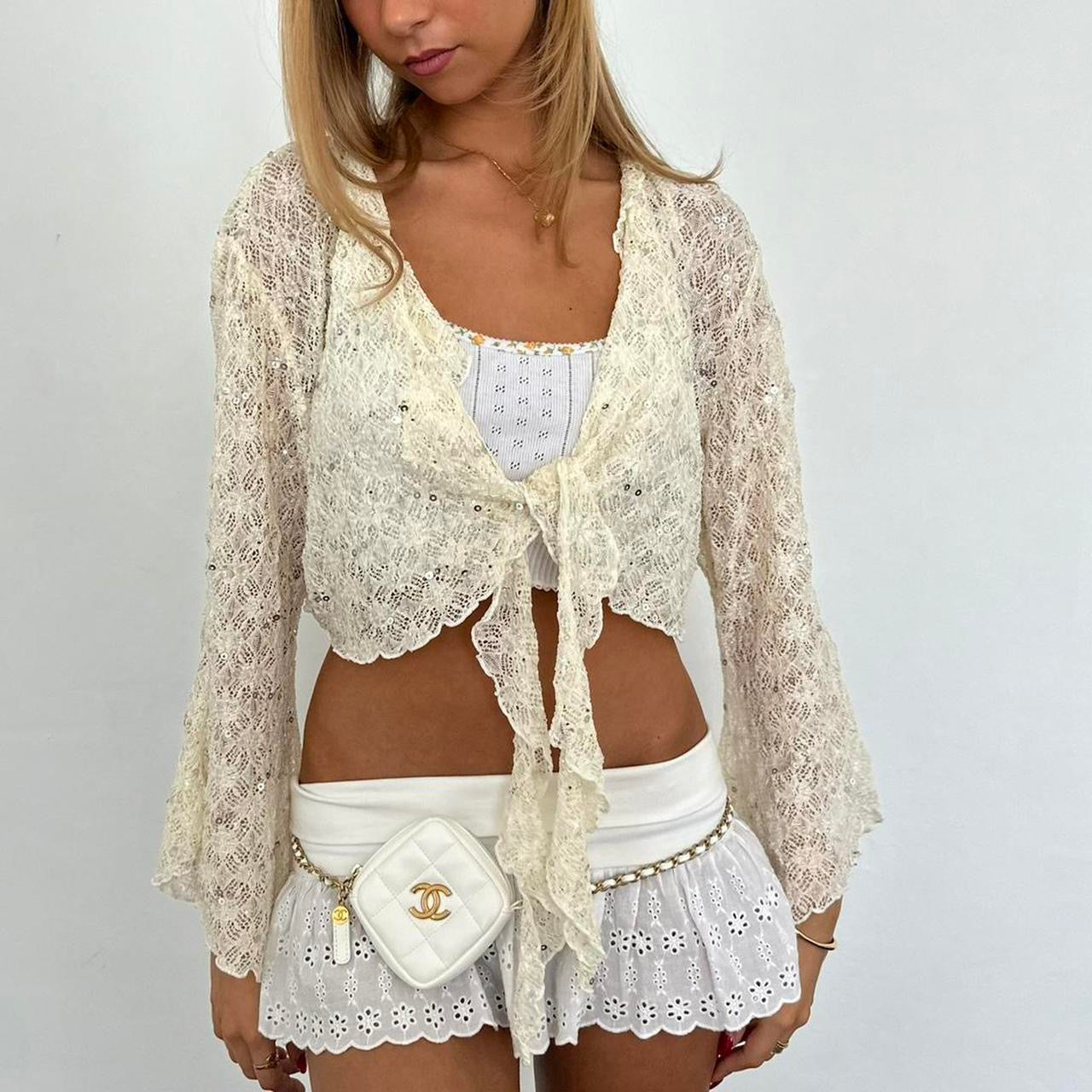 Vintage 90’s white cardigan layering top