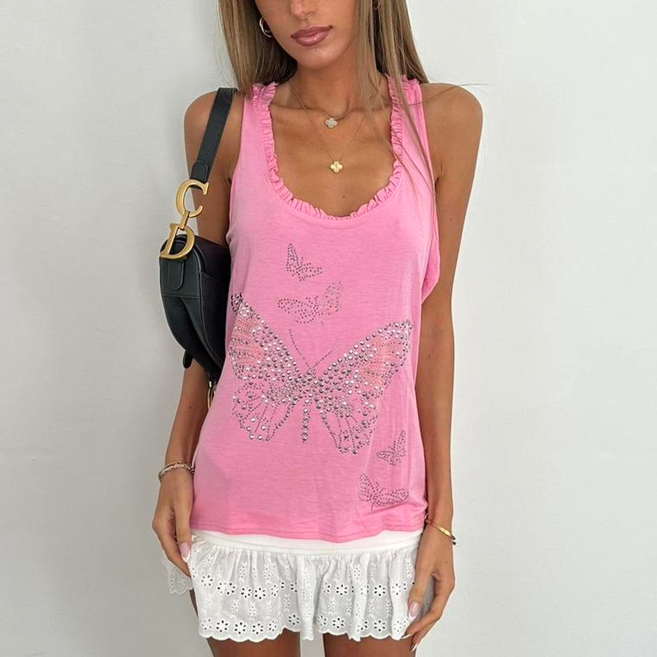 Vintage 00s pink butterfly top