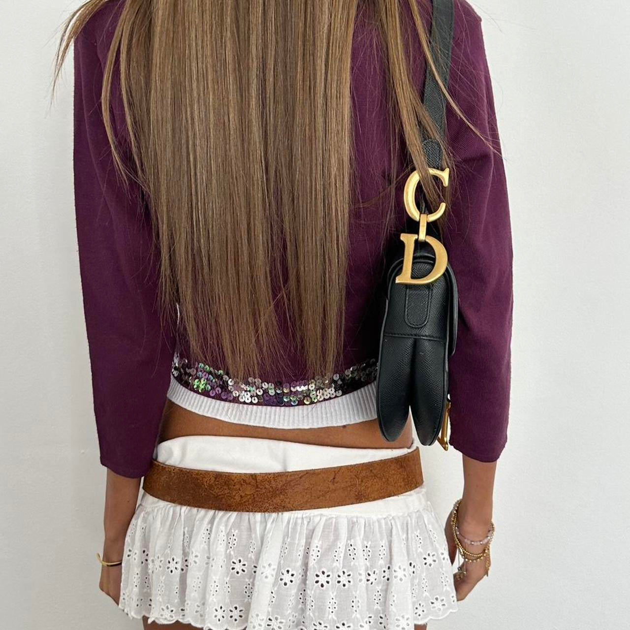 Vintage 00s purple sequin tie up top