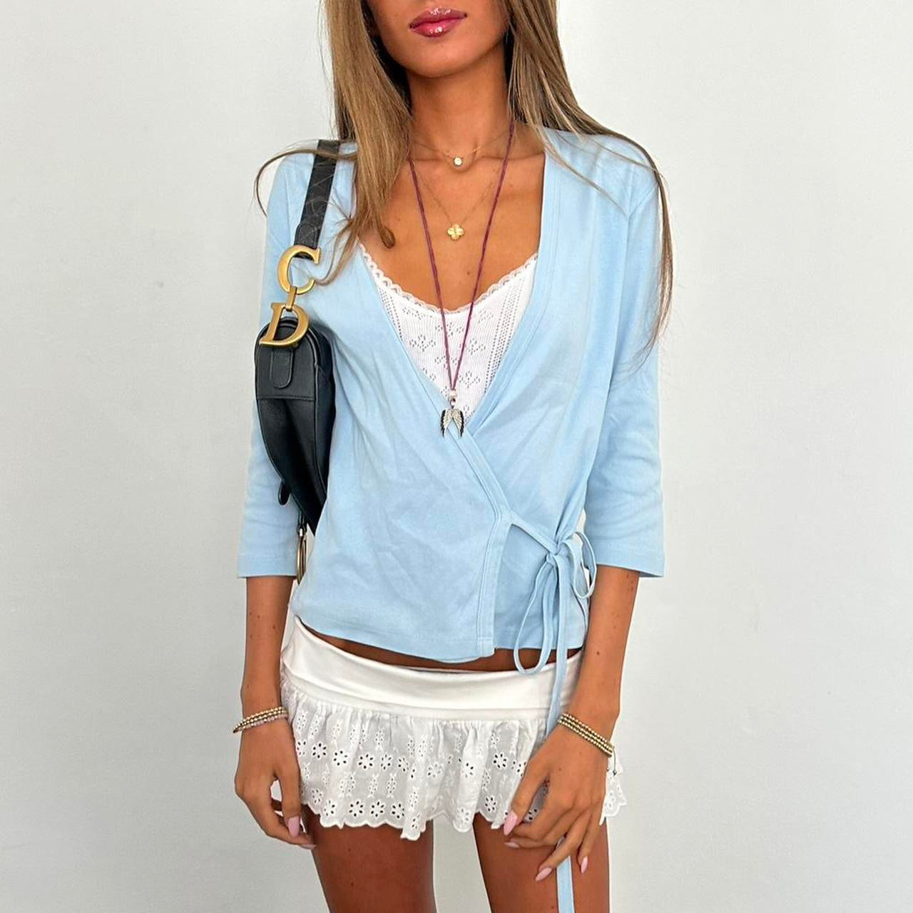 Vintage 2000s blue wrap cardigan top