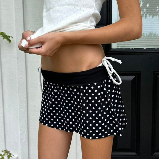 Vintage 90’s polka dots folded waist mini skirt