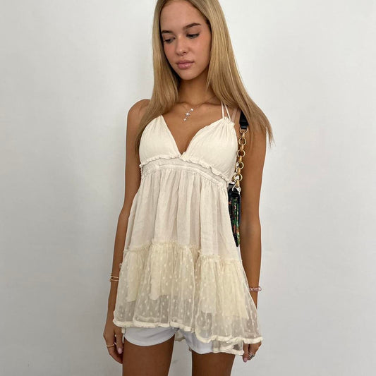 Vintage ivory babydoll top