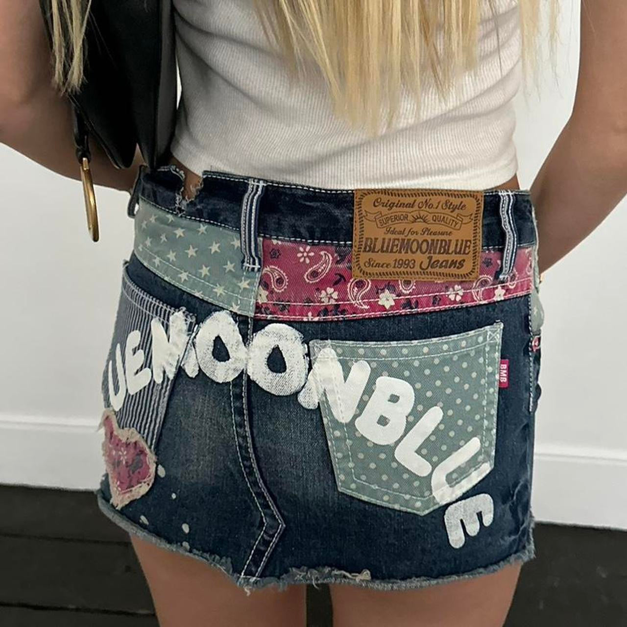 Vintage 2000s patchwork denim mini skirt