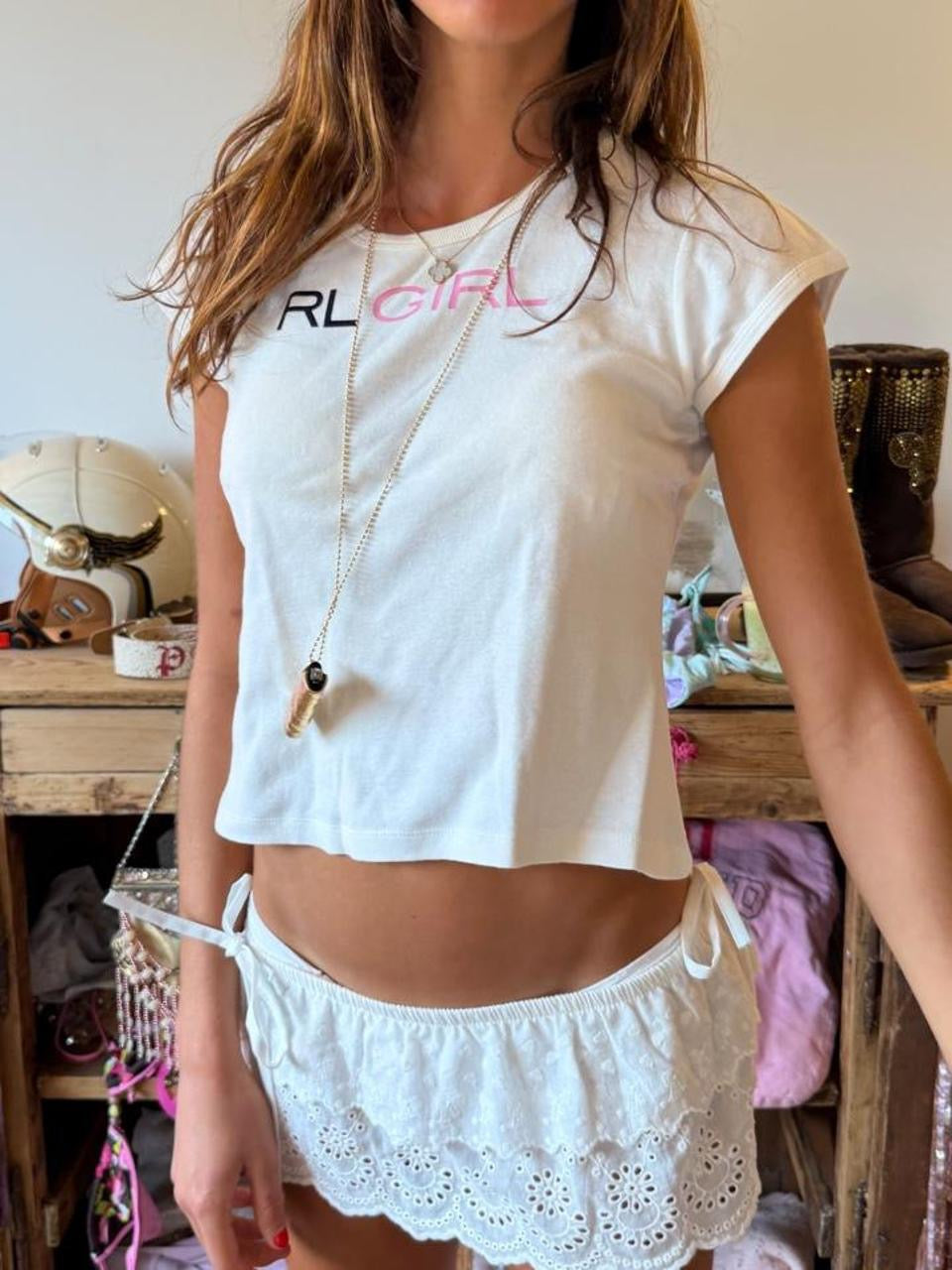 Vintage 00’s Polo Ralph Lauren white baby tee