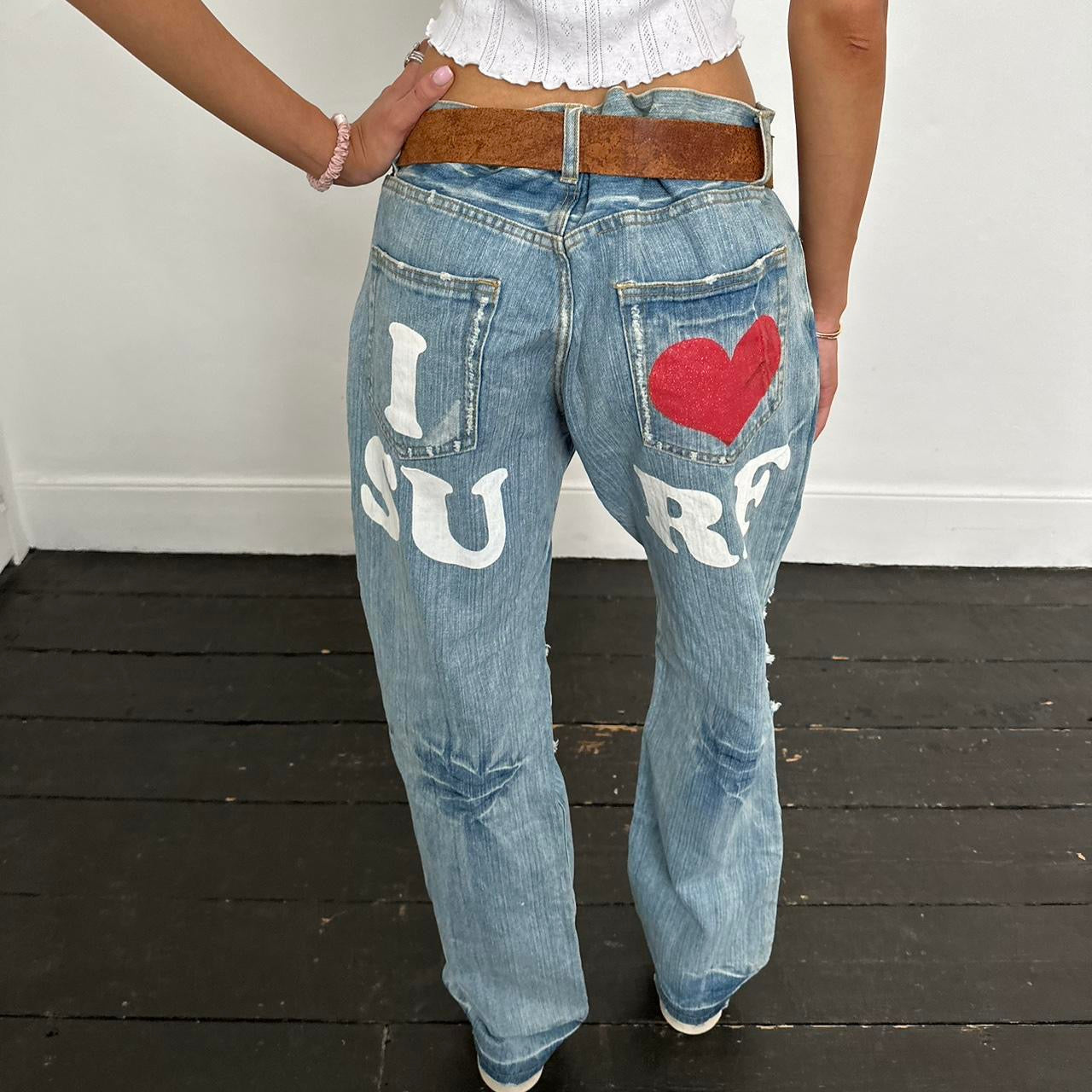 Vintage iconic rare 90s I love surf jeans 🩵🏄🏼‍♀️