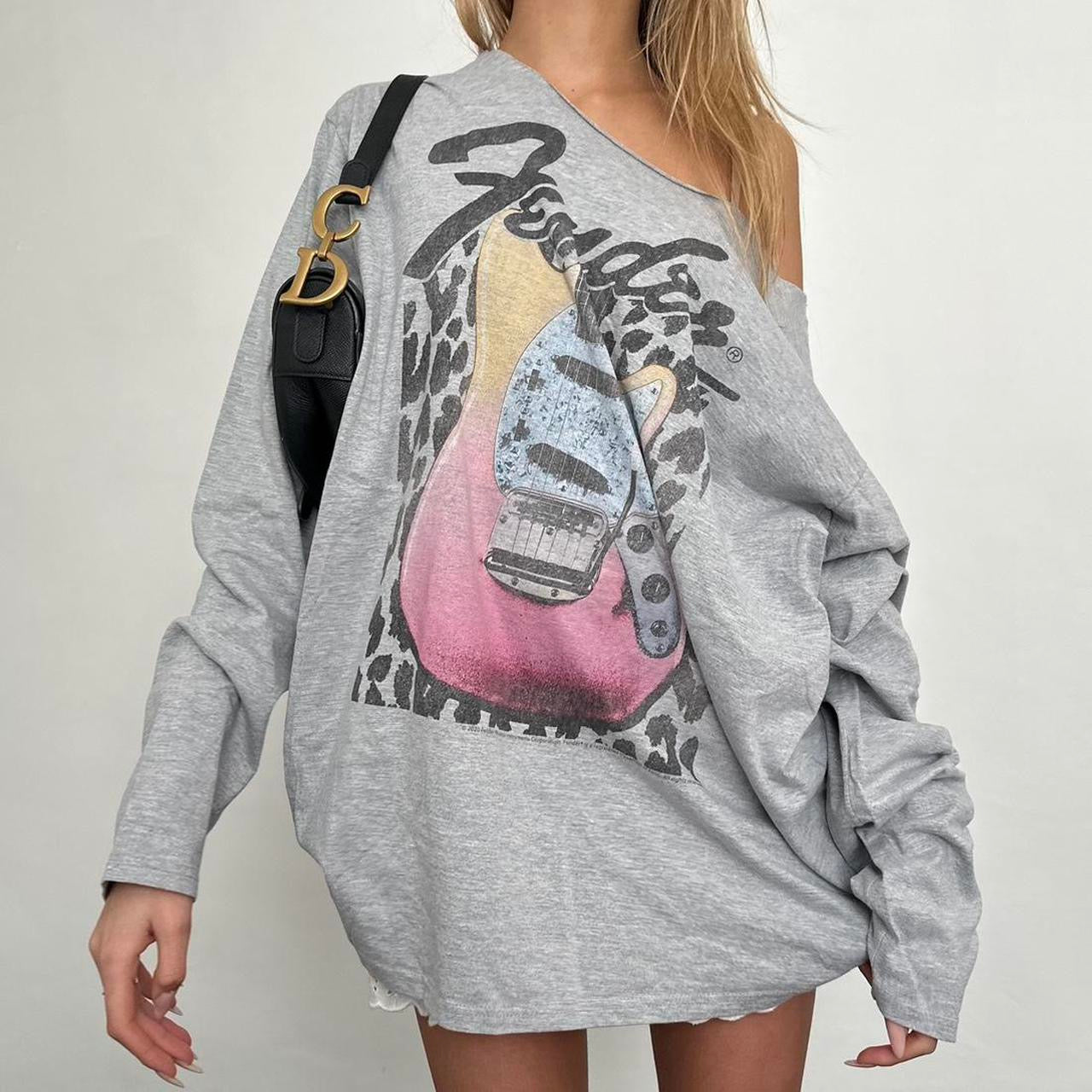 Vintage grey guitar long sleeve top