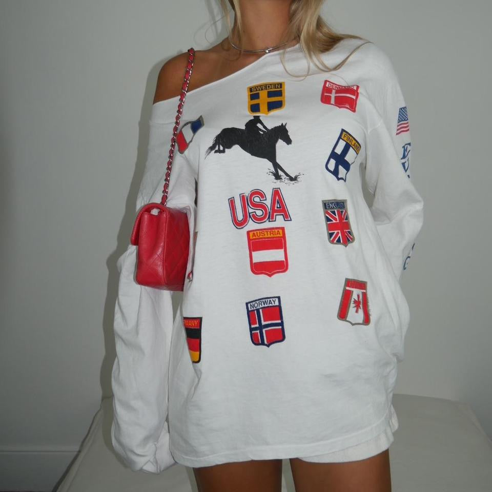 Vintage 90’s preppy flag long sleeves top