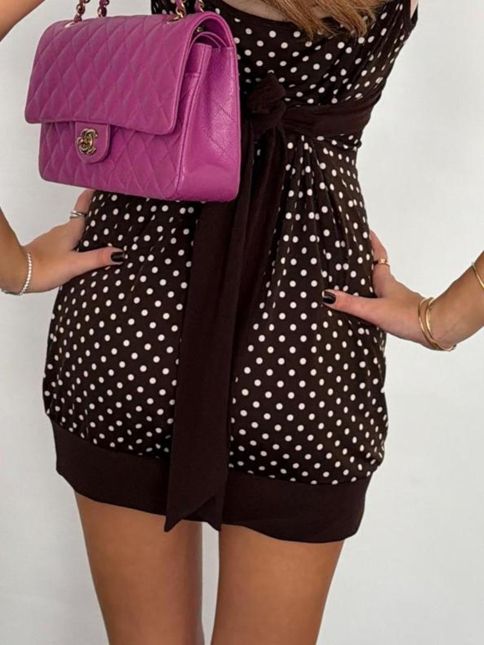 Vintage 00’s brown polka dot mini dress