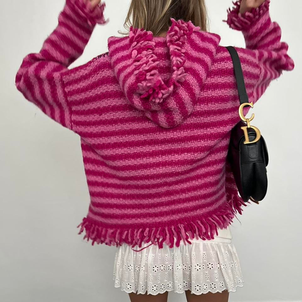 Vintage knitted pink zip up jacket