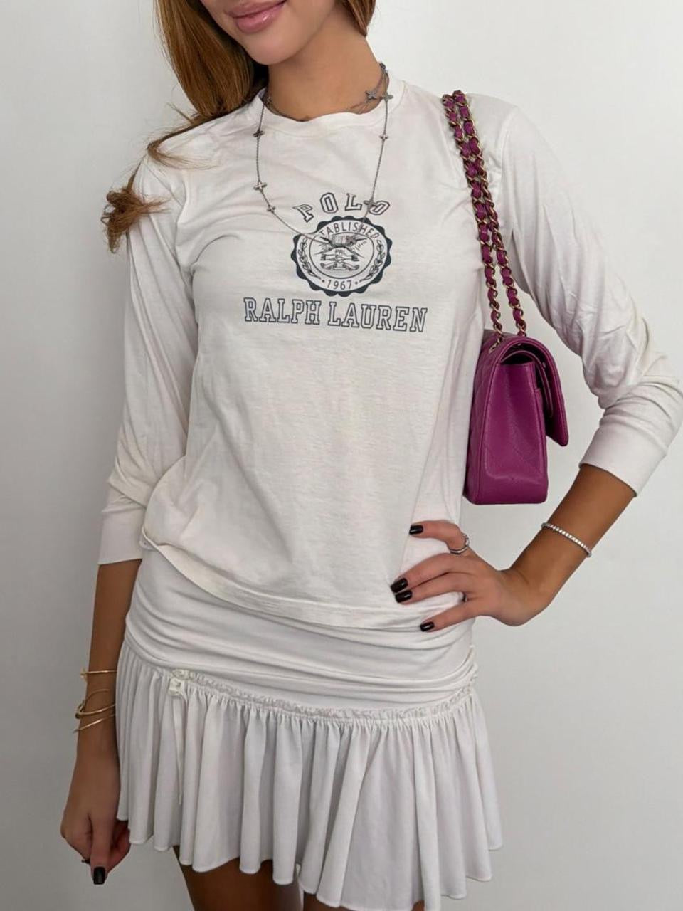 Vintage Polo Jeans long sleeve white preppy top