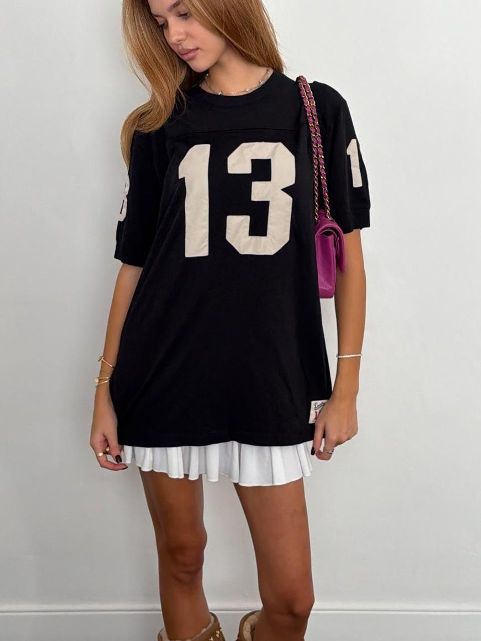 Vintage 00’s black varsity jersey top