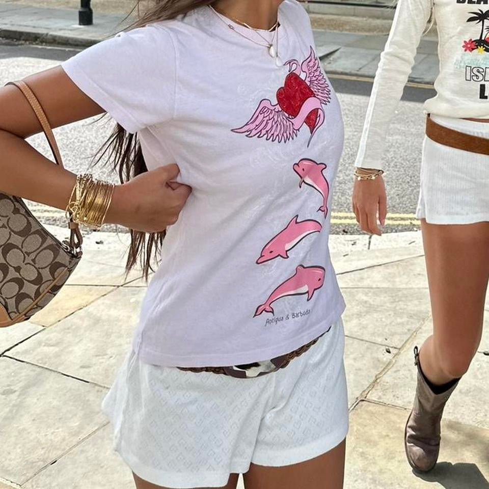 Vintage 90’s graphic heart dolphin top