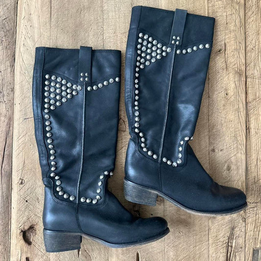 Vintage studded biker boots