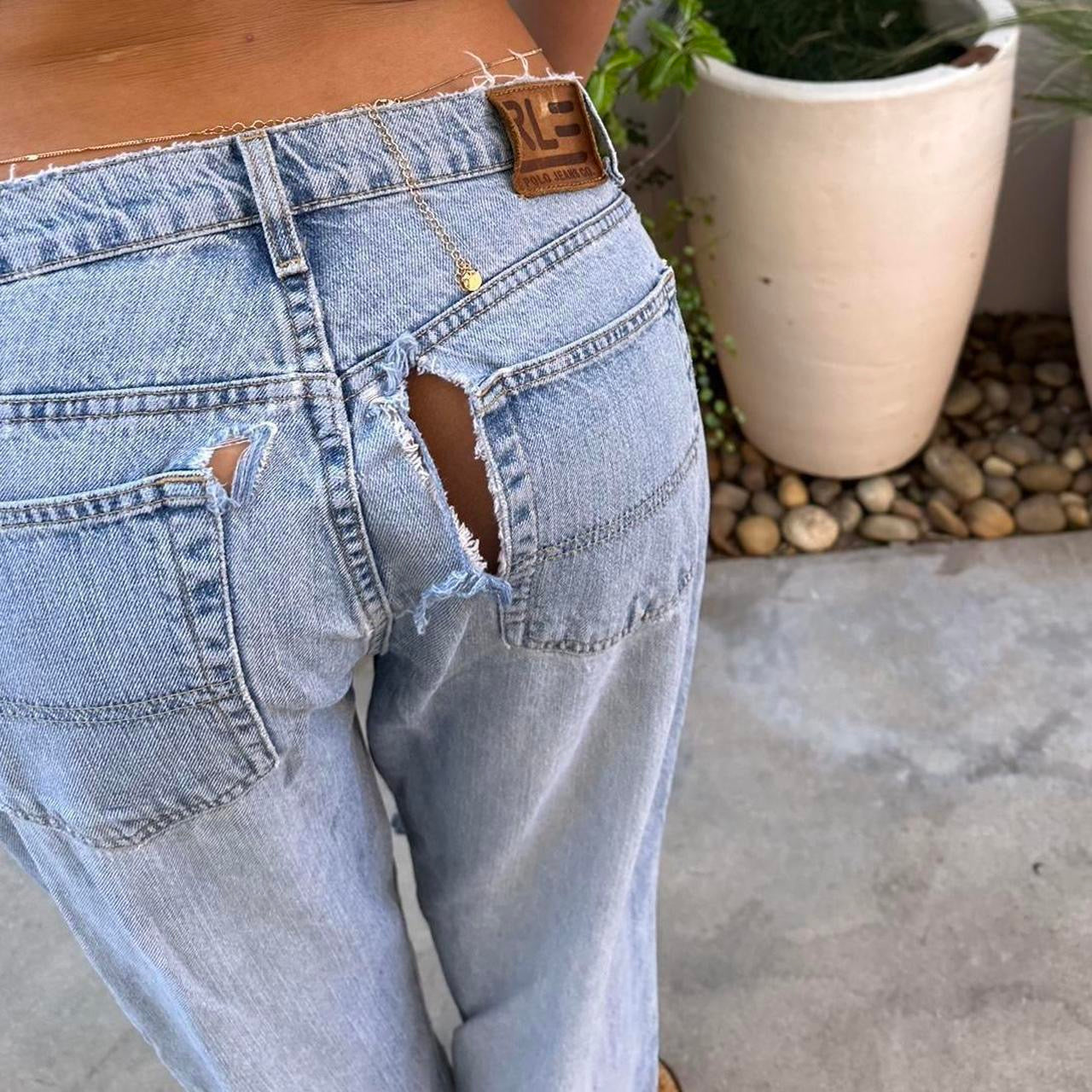 Vintage Ralph Lauren 90s RARE distressed blue wash jeans