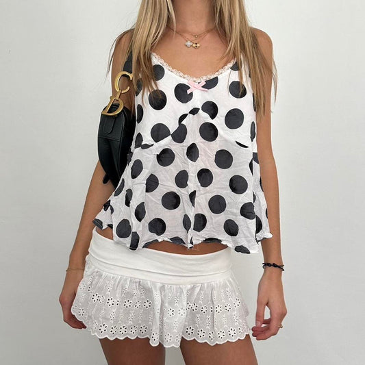 Vintage black polka dot top