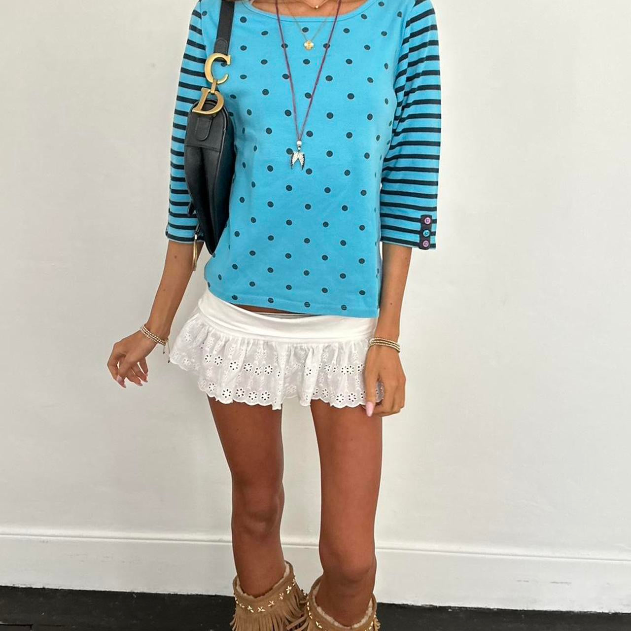 Vintage 2000’s blue polka dot top