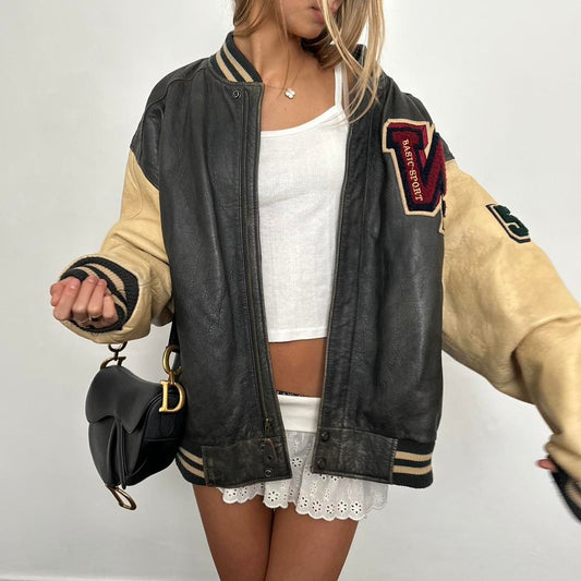 Vintage 90’s varsity sport leather jacket