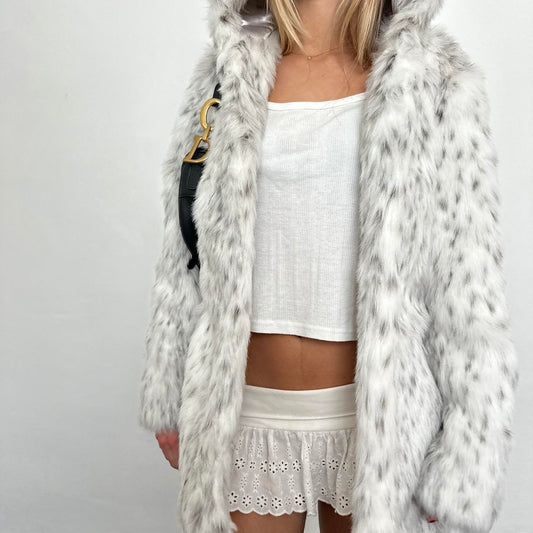 Vintage snow leopard faux fur jacket