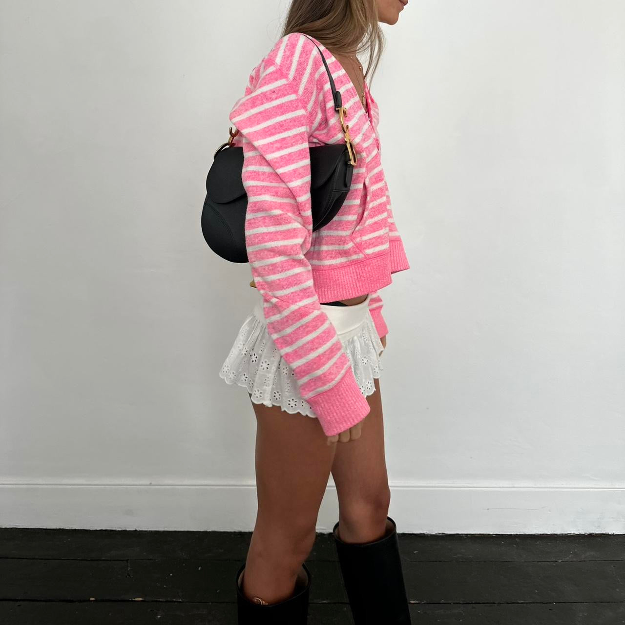 Vintage pink striped hoodie