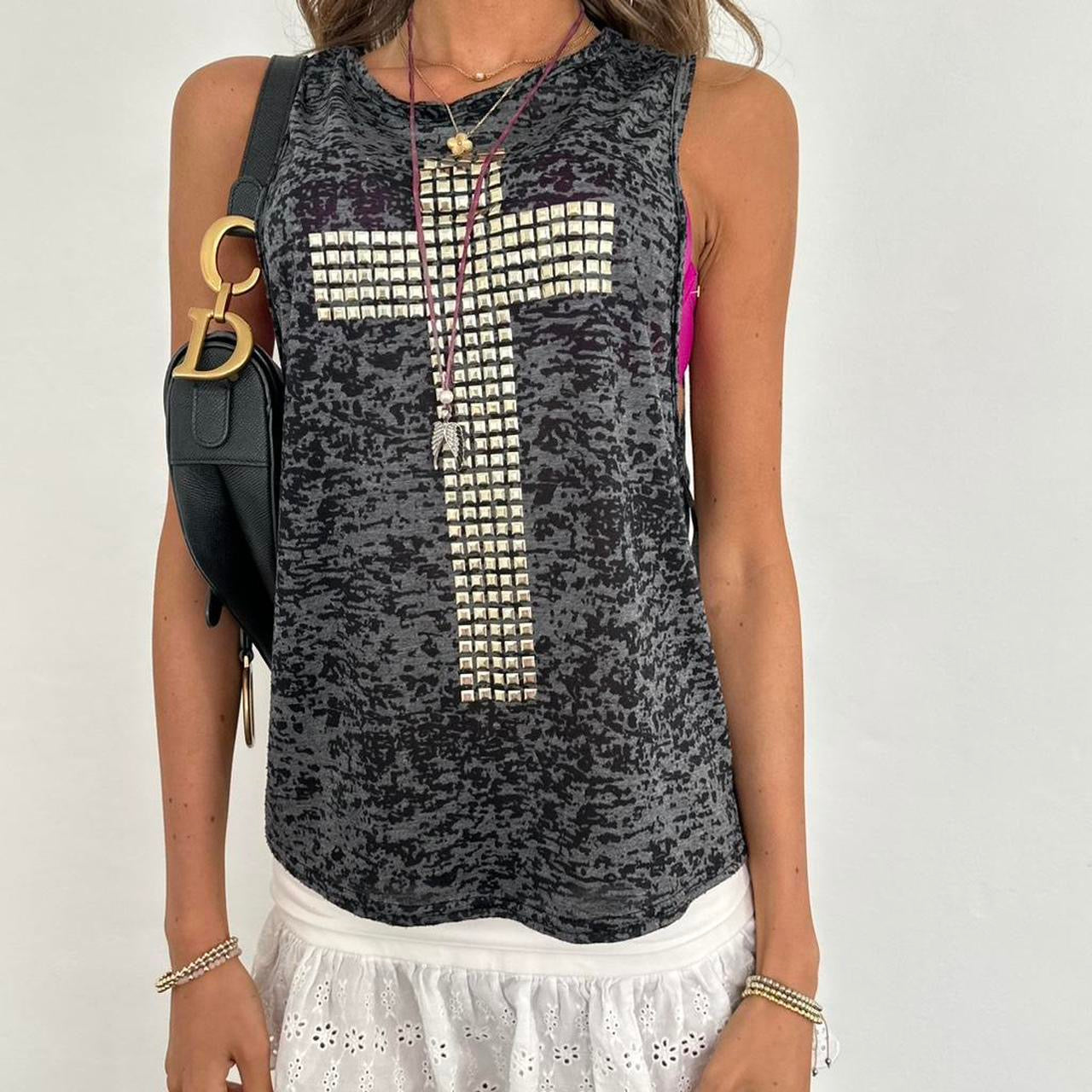 Vintage 2000’s studded cross tank top