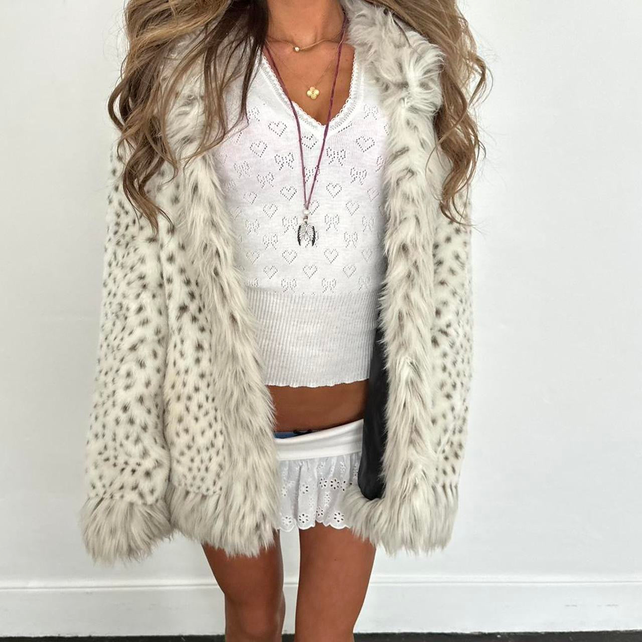 Vintage 2000’s animal print faux fur jacket