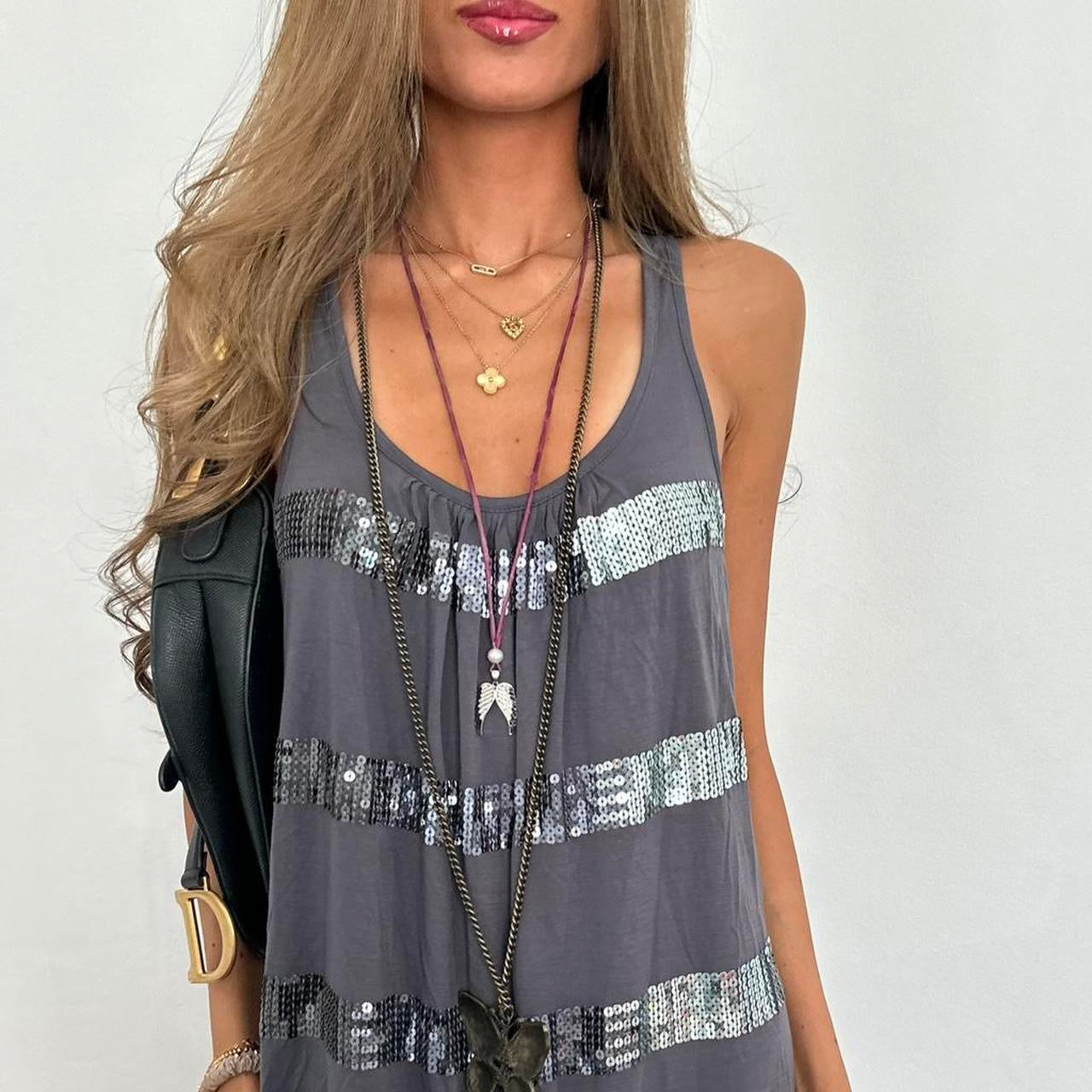 Vintage 90’s striped sequin grey mini dress