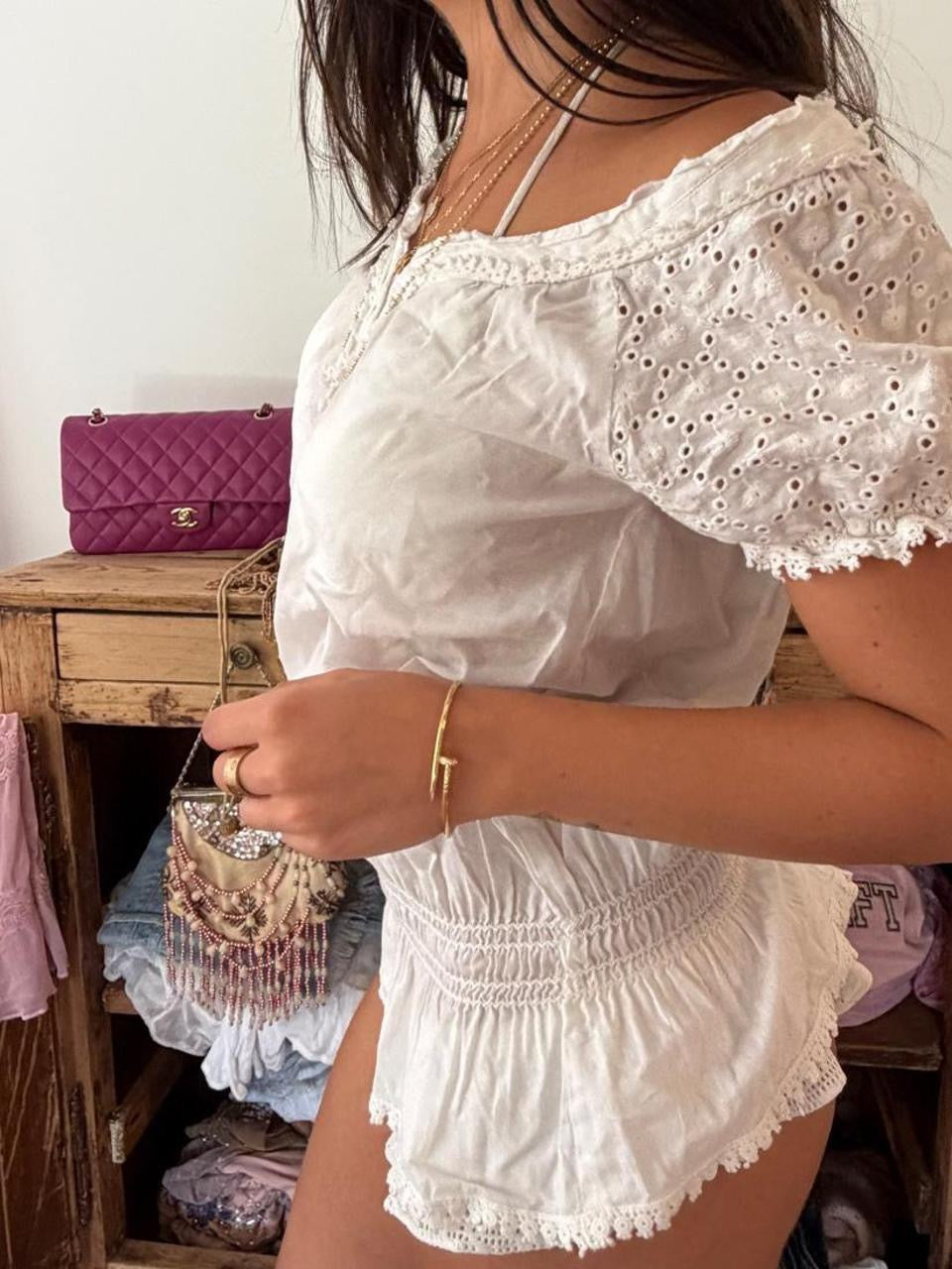Vintage 00s white boho top