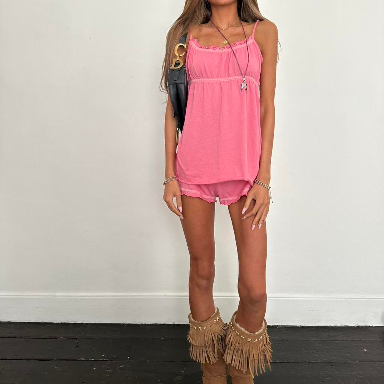 Vintage 2000’s pink top and shorts matching set