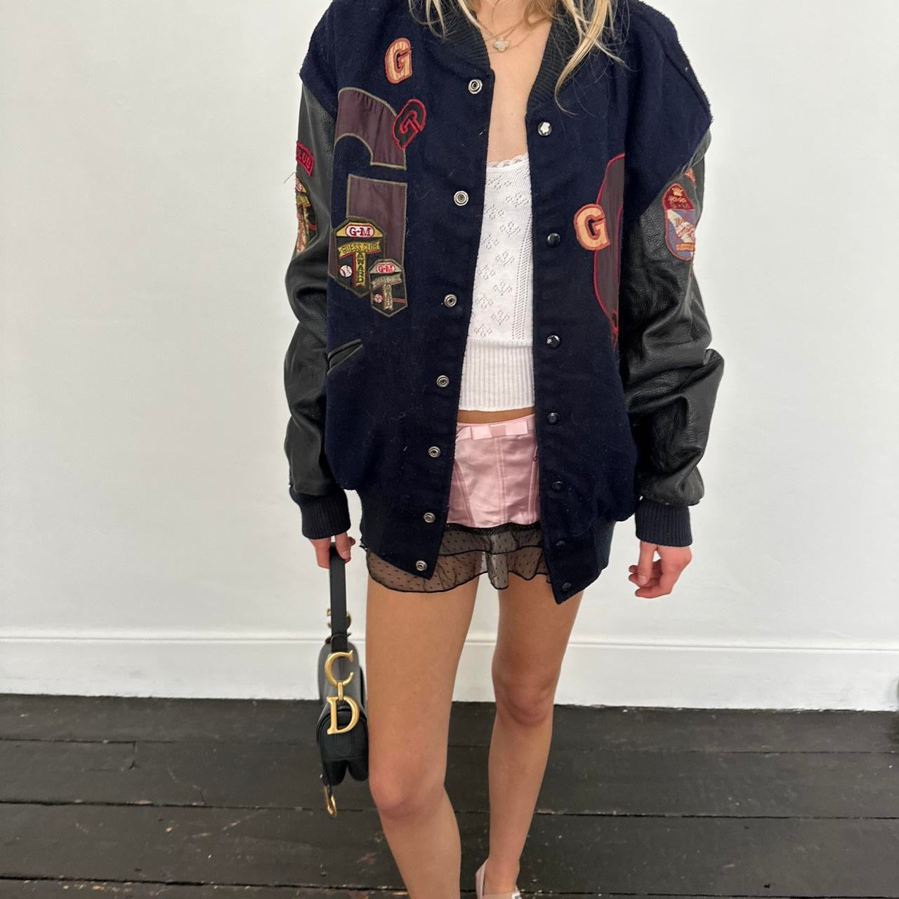 Vintage 90’s Guess Club graphic leather jacket