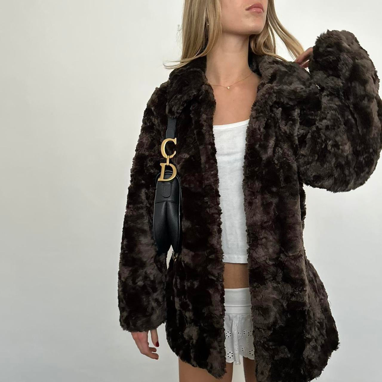 Vintage 2000’s dark brown faux fur jacket