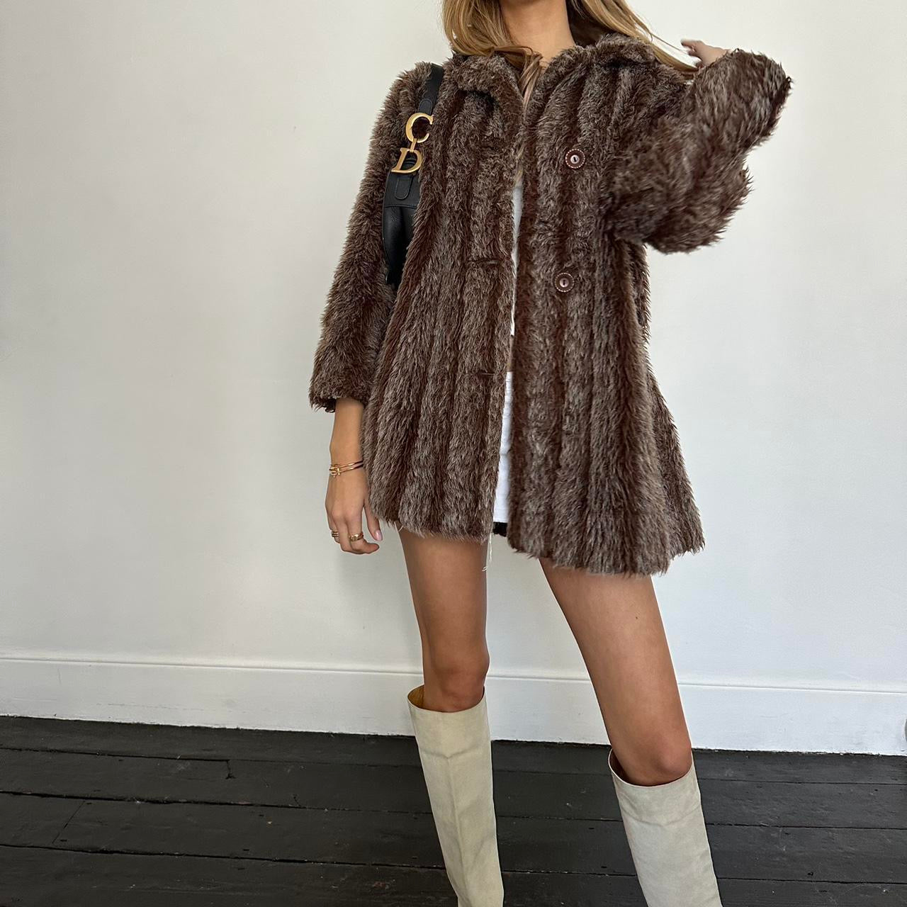 Vintage 2000’s brown faux fur jacket