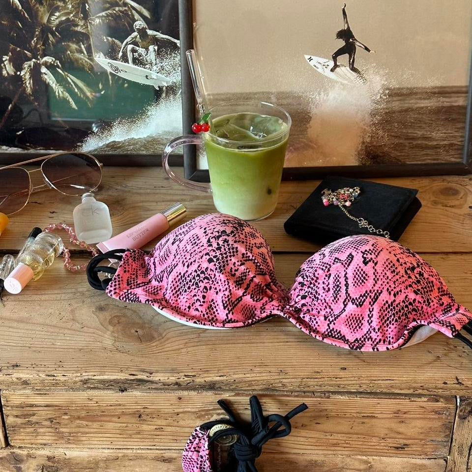 Vintage pink snake skin bikini