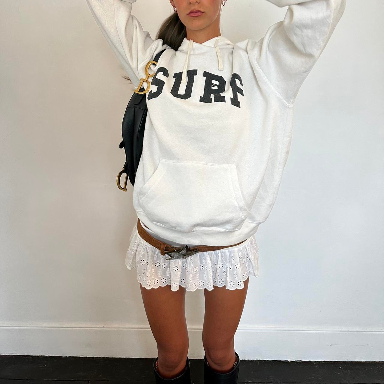 Vintage surf white hoodie