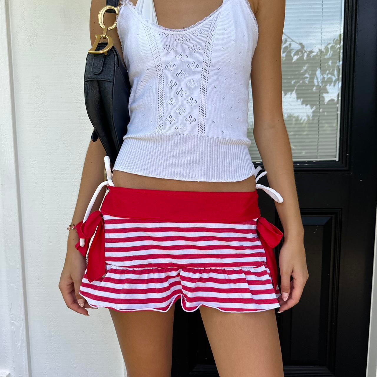 Vintage 90’s red stripe mini skirt