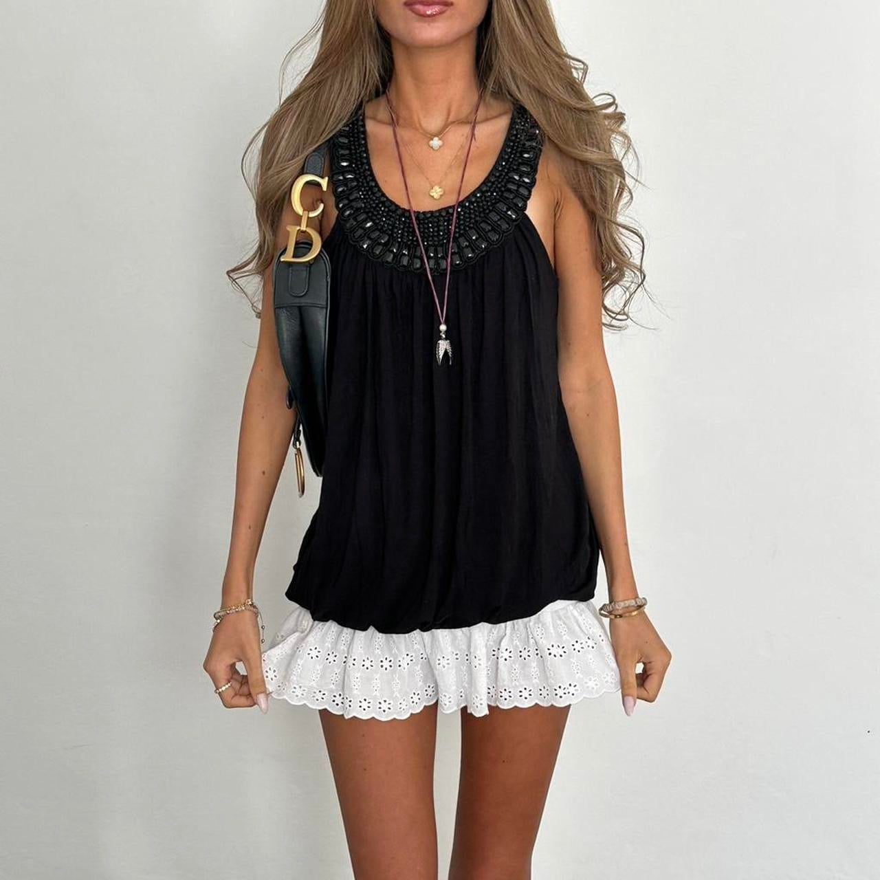 Vintage 00s black boho top