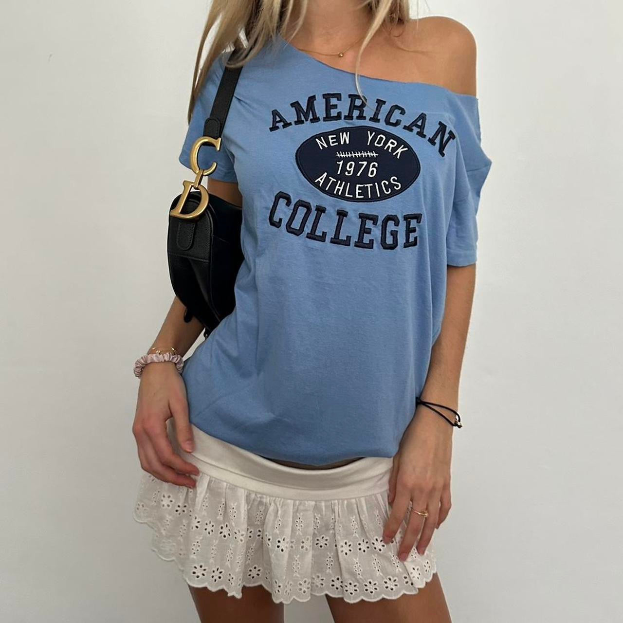 Vintage 90’s American College off the shoulder  tee