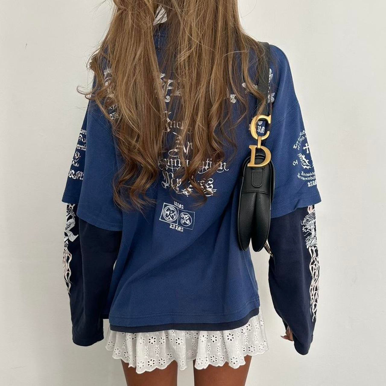 Vintage rare double layered graphic long sleeve top