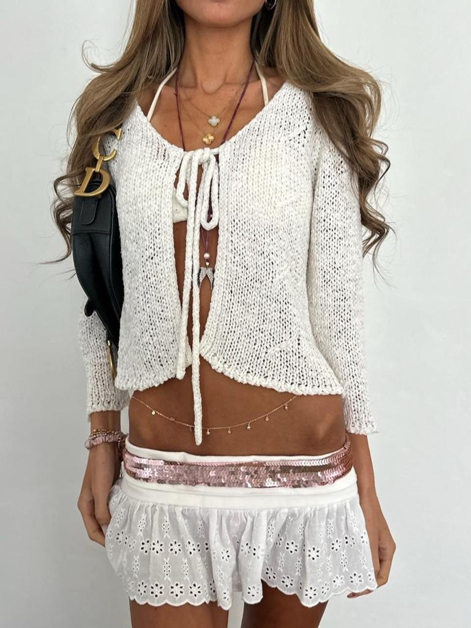 Vintage 00’s white open front cardigan top