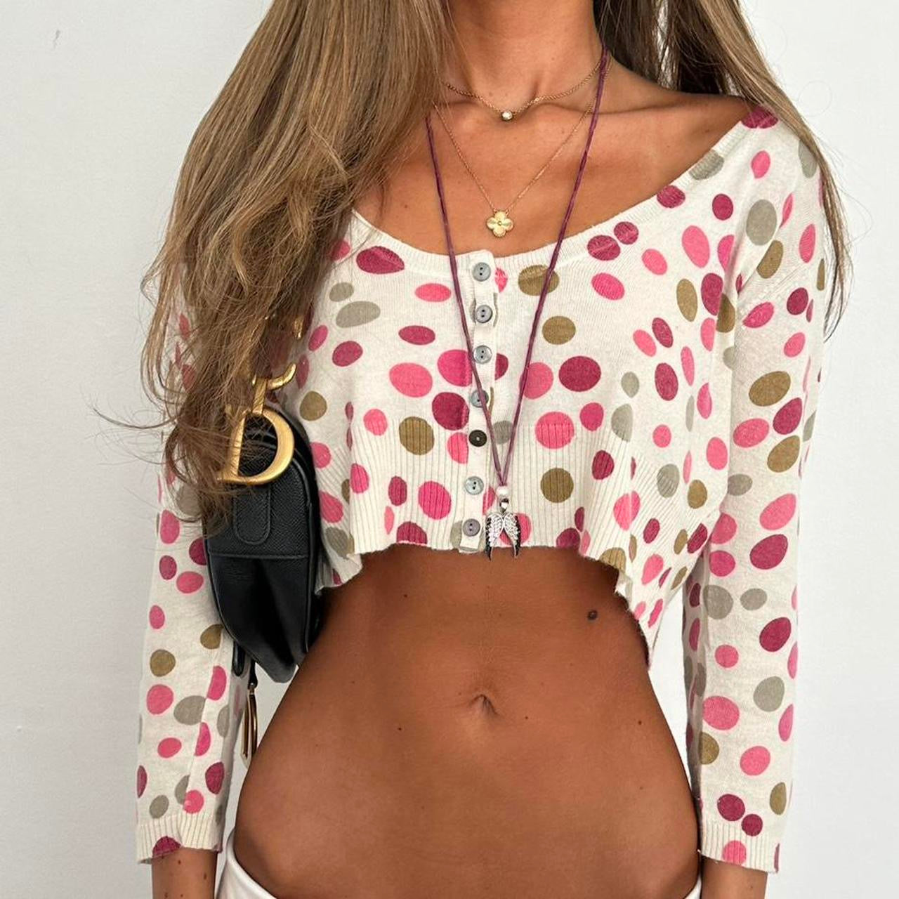 Vintage polka dot cardigan top