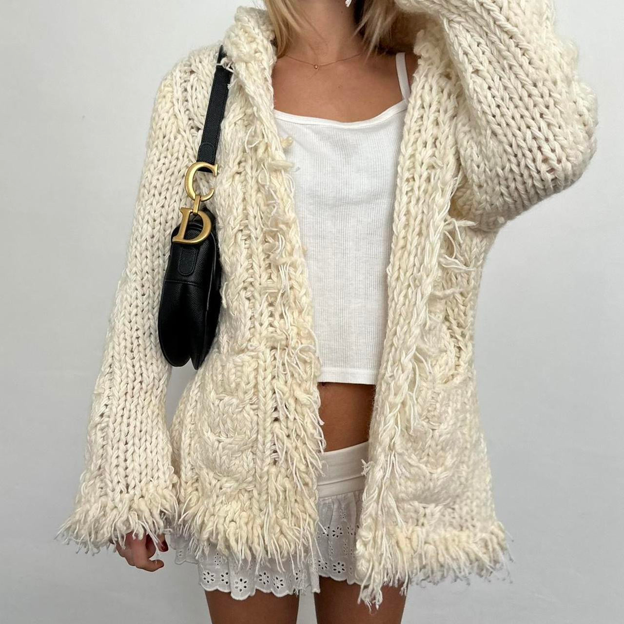 Vintage cream cable knit cardigan