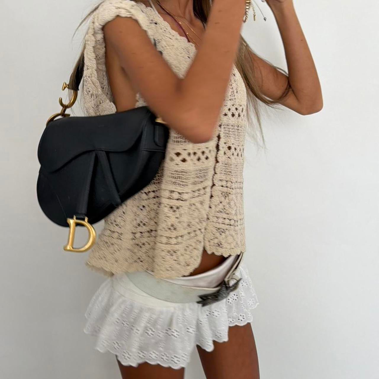 Vintage 00s tan crochet summer top